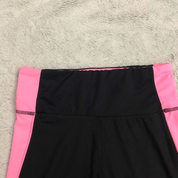 Black with Neon Pink Active Yoga Leggings - Picture 3 of 8